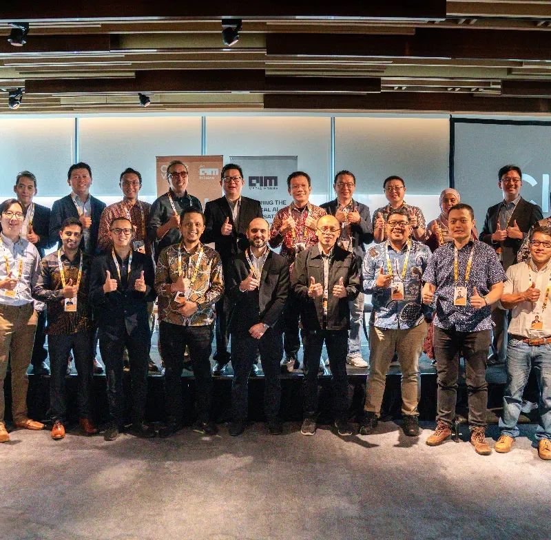 Jakarta Vision AI Award winners holding their trophies on stage